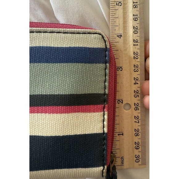 Fossil Eliza Blue Multi Color Striped Zip Around Wallet - Picture 13 of 13